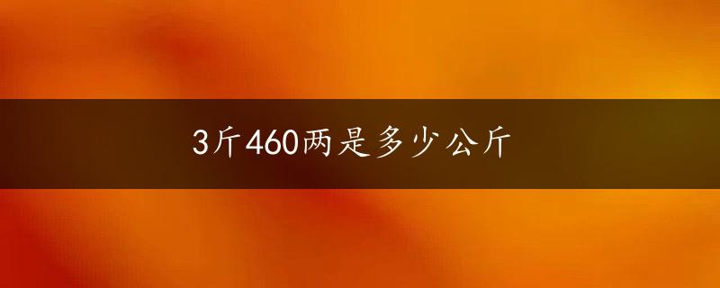 3斤460两是多少公斤