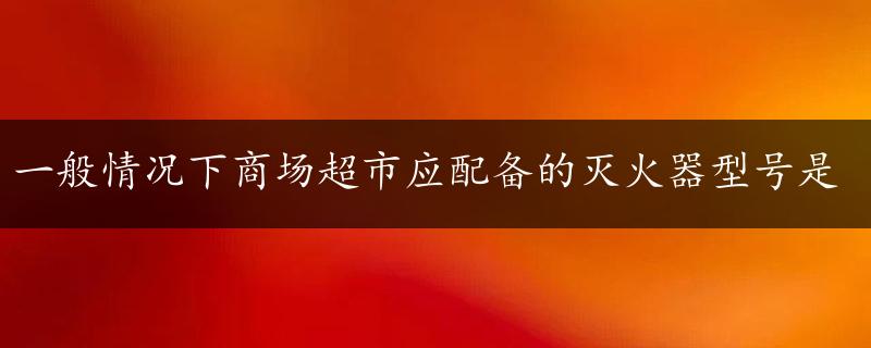 一般情况下商场超市应配备的灭火器型号是