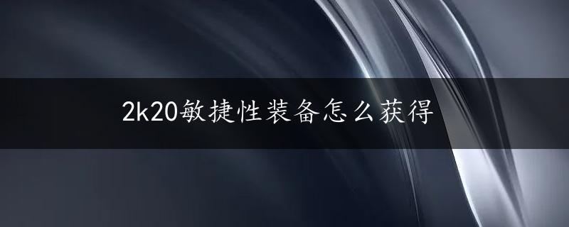 2k20敏捷性装备怎么获得