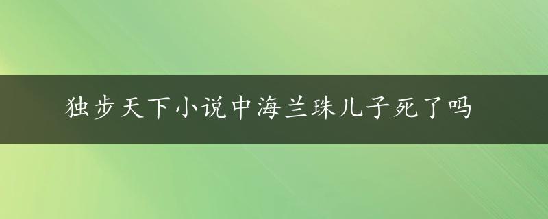 独步天下小说中海兰珠儿子死了吗