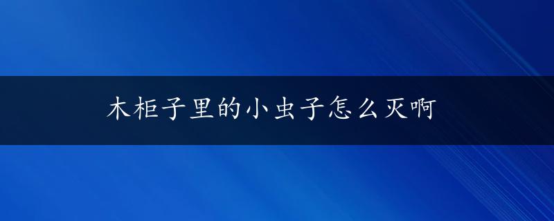 木柜子里的小虫子怎么灭啊