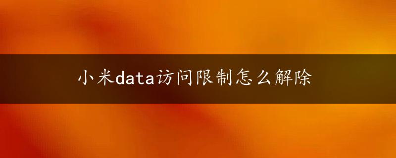 小米data访问限制怎么解除