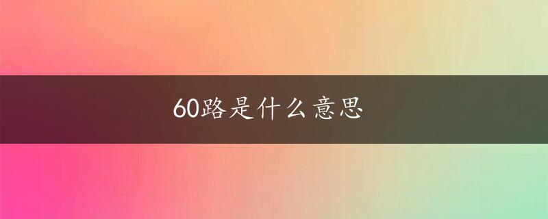 60路是什么意思