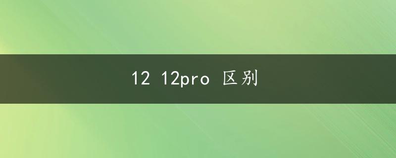 12 12pro 区别