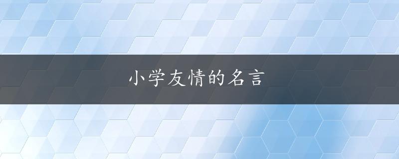 小学友情的名言