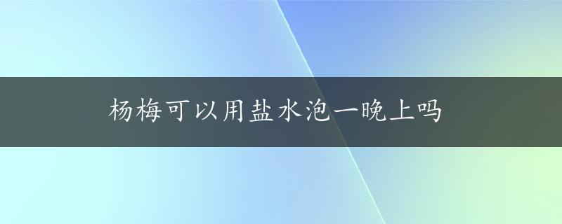 杨梅可以用盐水泡一晚上吗