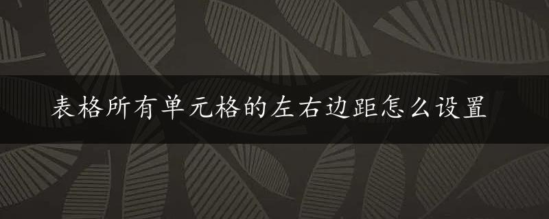 表格所有单元格的左右边距怎么设置