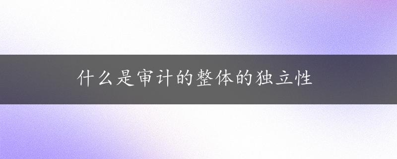 什么是审计的整体的独立性