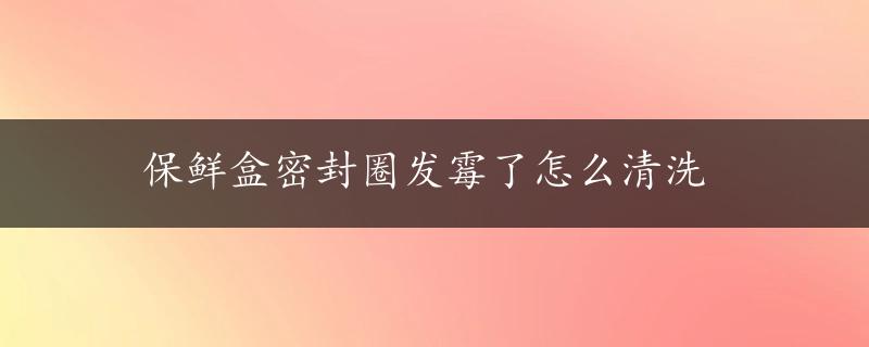 保鲜盒密封圈发霉了怎么清洗