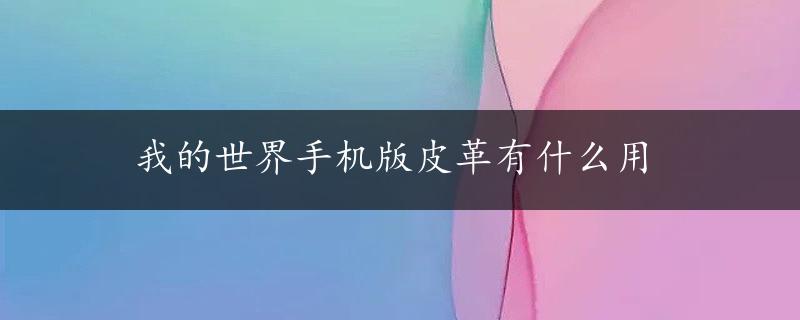 我的世界手机版皮革有什么用