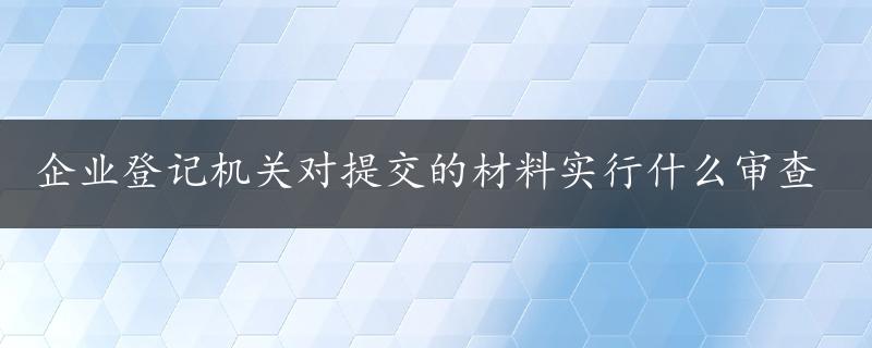 企业登记机关对提交的材料实行什么审查