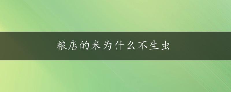 粮店的米为什么不生虫