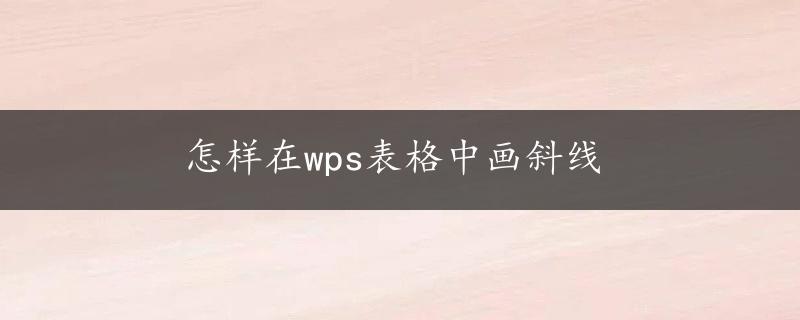 怎样在wps表格中画斜线