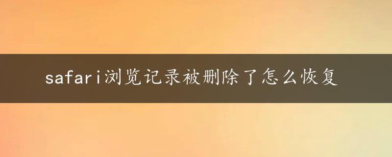 safari浏览记录被删除了怎么恢复