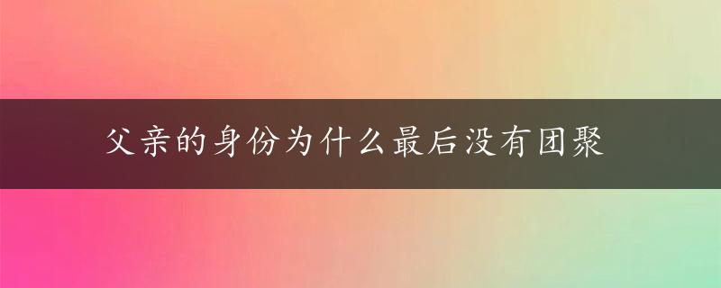 父亲的身份为什么最后没有团聚