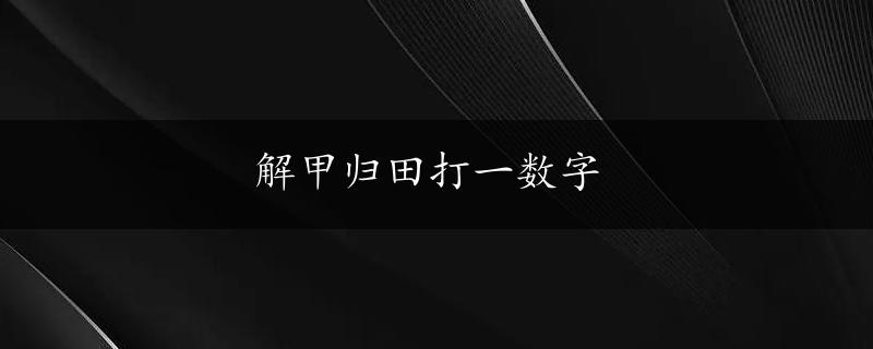 解甲归田打一数字