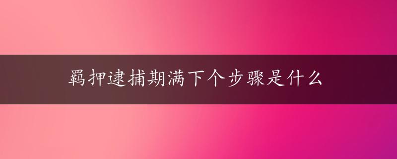 羁押逮捕期满下个步骤是什么