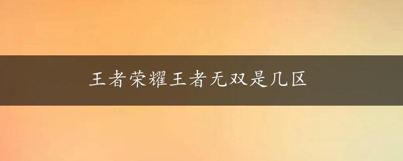 王者荣耀王者无双是几区