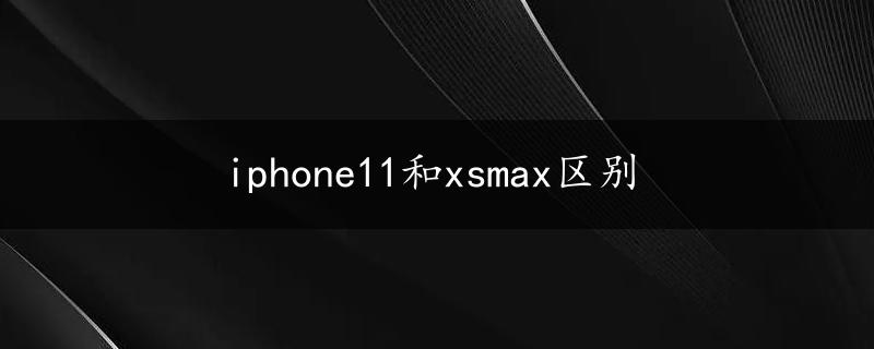 iphone11和xsmax区别