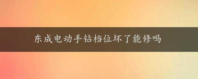 东成电动手钻档位坏了能修吗