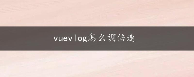 vuevlog怎么调倍速