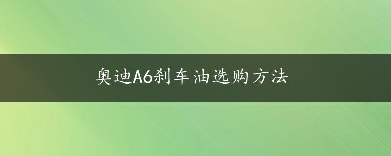 奥迪A6刹车油选购方法