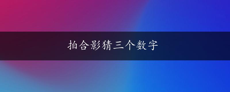 拍合影猜三个数字