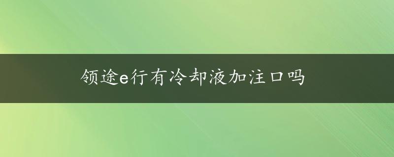 领途e行有冷却液加注口吗