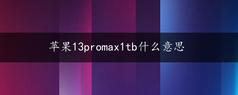 苹果13promax1tb什么意思