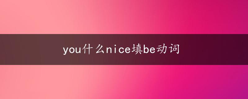 you什么nice填be动词