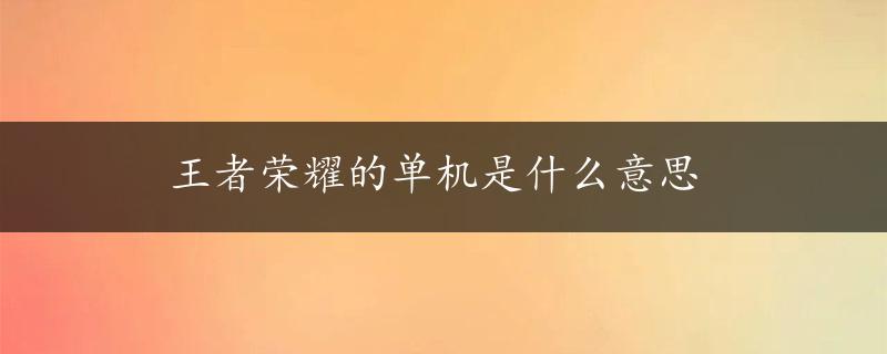 王者荣耀的单机是什么意思