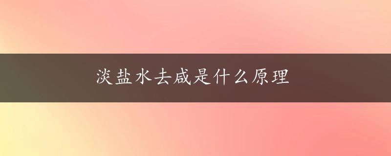 淡盐水去咸是什么原理