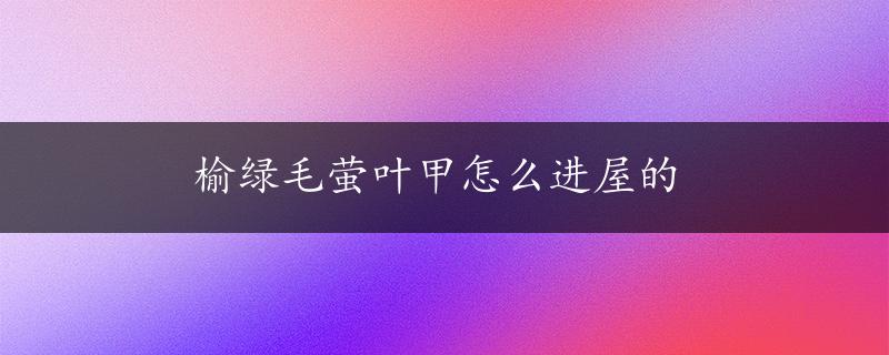 榆绿毛萤叶甲怎么进屋的