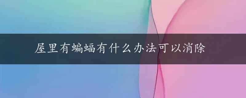 屋里有蝙蝠有什么办法可以消除