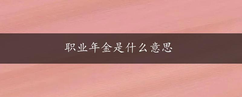 职业年金是什么意思