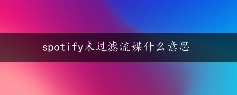 spotify未过滤流媒什么意思