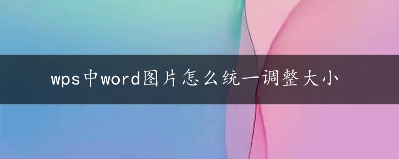 wps中word图片怎么统一调整大小