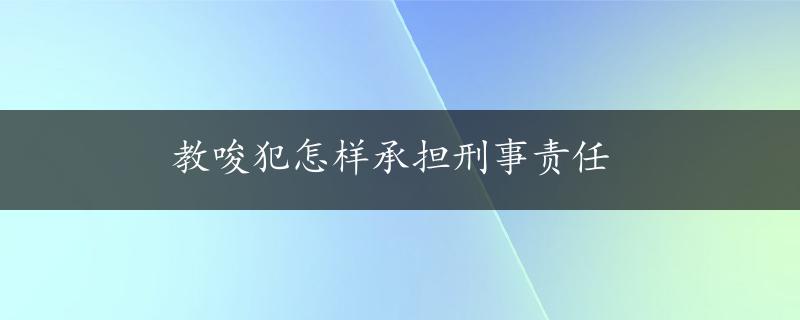 教唆犯怎样承担刑事责任