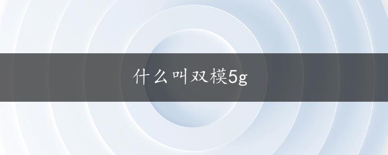 什么叫双模5g