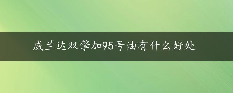 威兰达双擎加95号油有什么好处