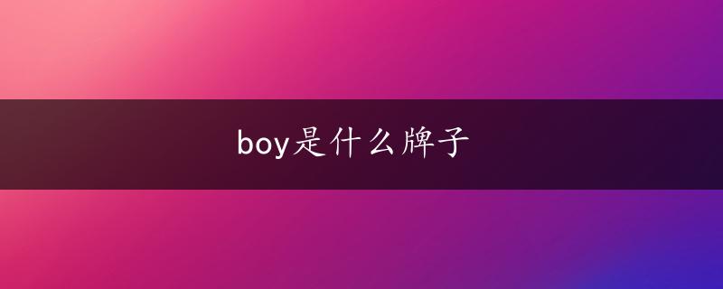 boy是什么牌子