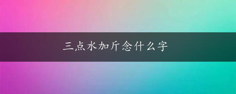 三点水加斤念什么字