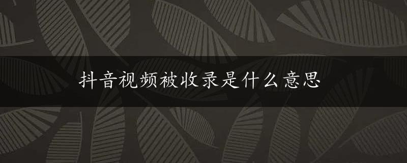 抖音视频被收录是什么意思