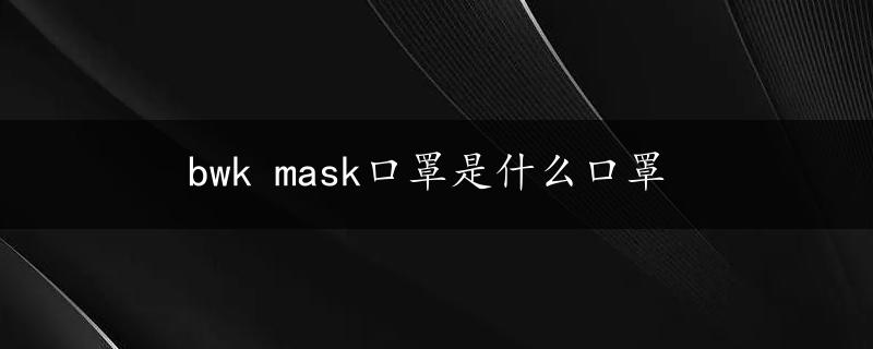 bwk mask口罩是什么口罩