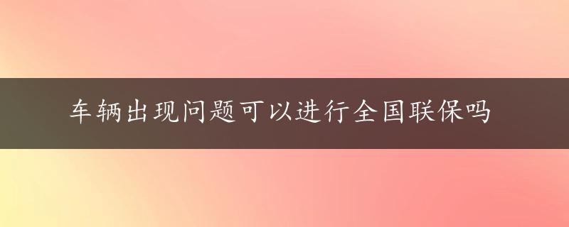 车辆出现问题可以进行全国联保吗