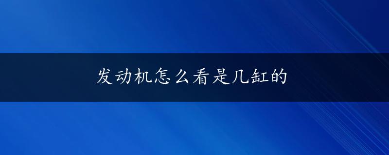 发动机怎么看是几缸的