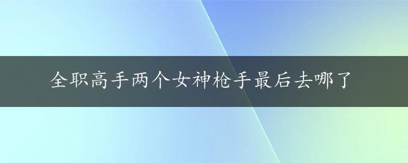 全职高手两个女神枪手最后去哪了