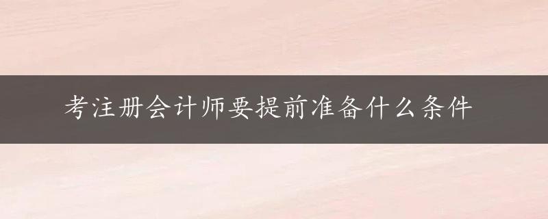 考注册会计师要提前准备什么条件