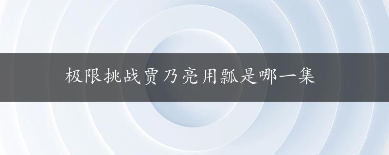 极限挑战贾乃亮用瓢是哪一集