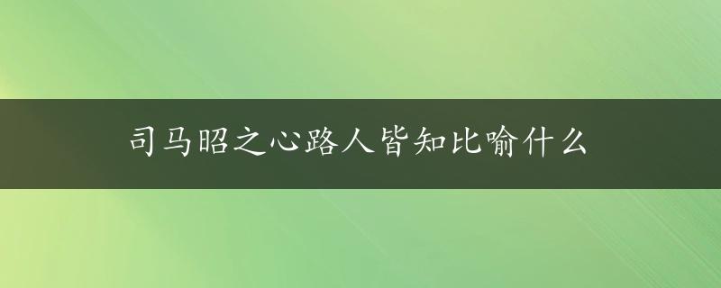 司马昭之心路人皆知比喻什么